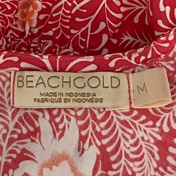 BeachGold Flowy flattering red Floral short sleeve elasticized drawstring Romper - Picture 12 of 12